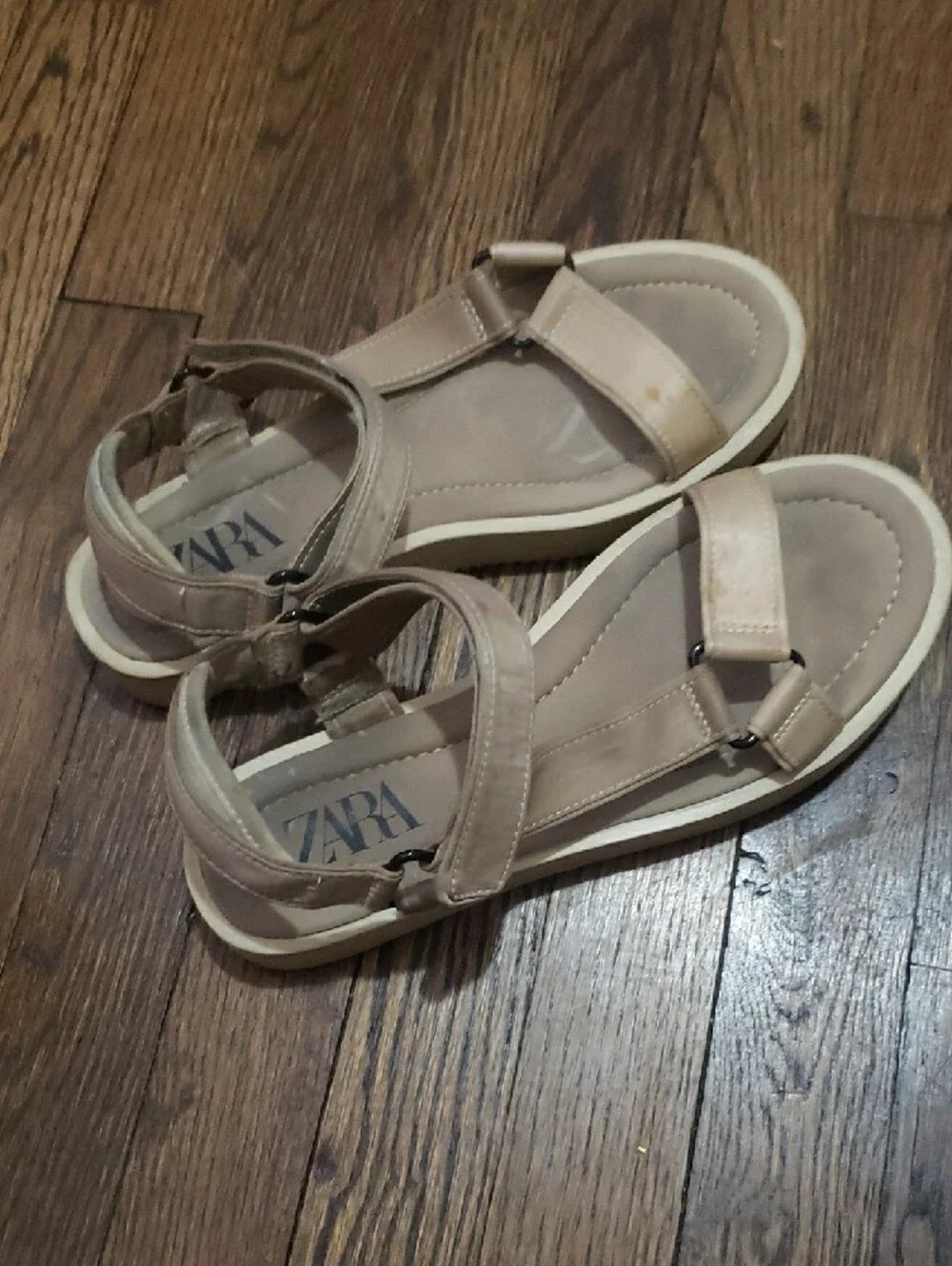 ZARA Neutral Beige Strappy Sandals - Picture 4 of 6